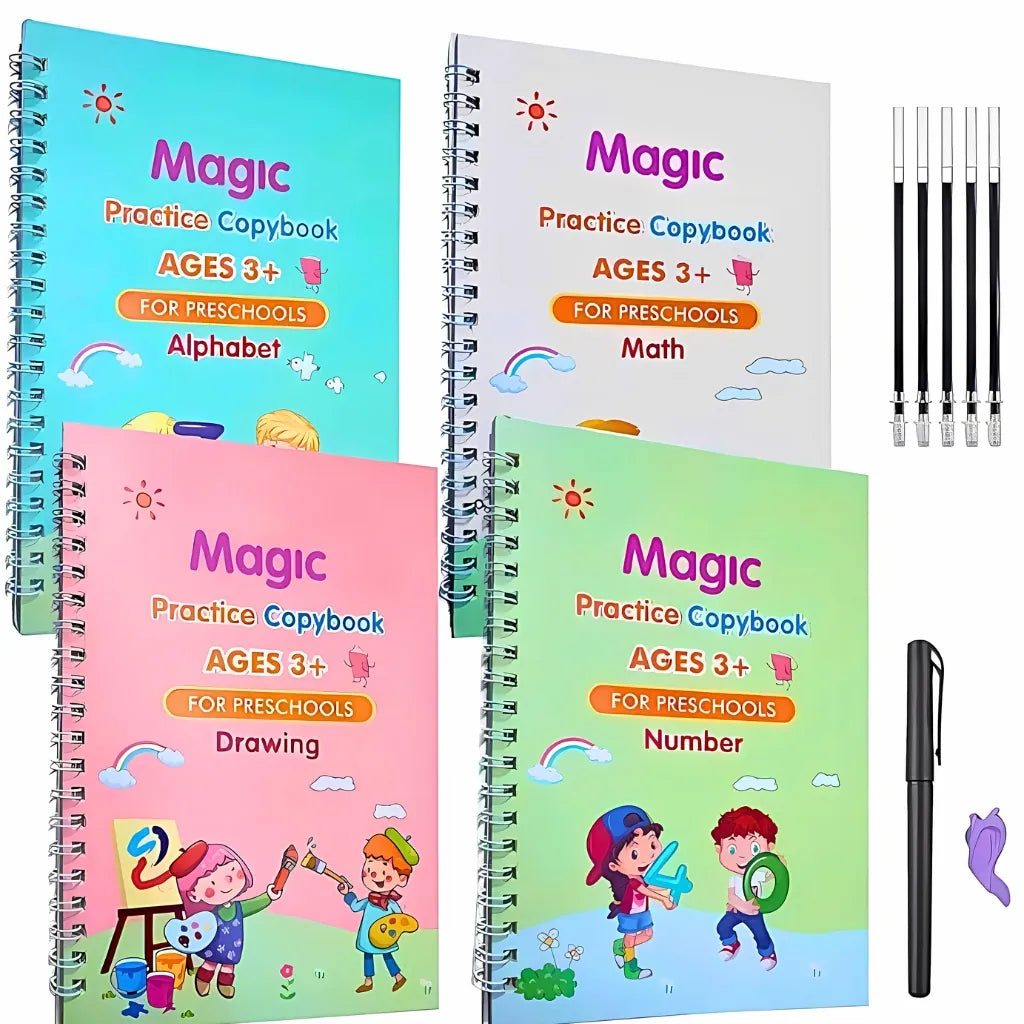 4 x Sank Magic Practice Copybook + 1 x Educational Intelligence Book For Study + 1 x Islamic Tablet For Surahs & Prayers - 3 in 1